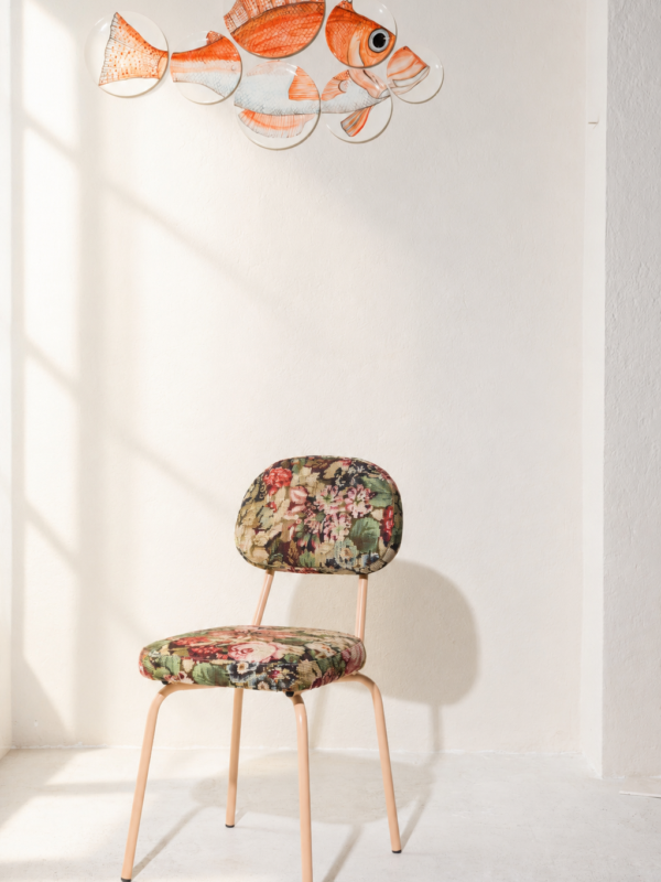 silla retro akim flores rosas